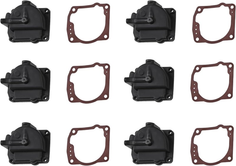 Elsoon 343870 433000 766418 0433000 6Pcs Carburetor Float Chamber Carb Bowl with 335070 Gasket Compatible with Johnson Evinrude 90-100-105-115-135-150-175HP - Image 1